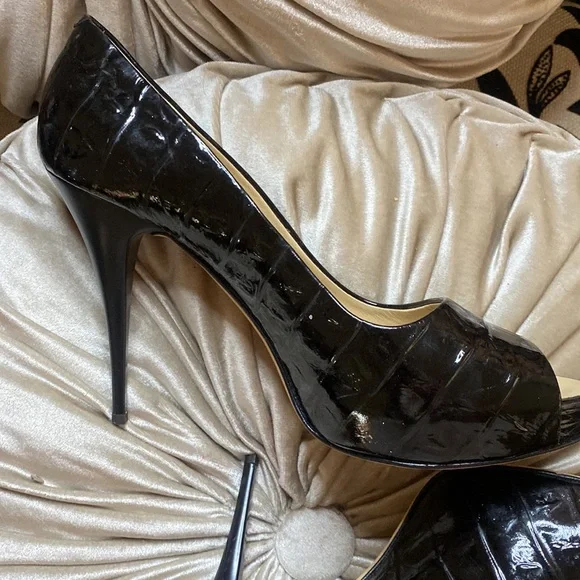 🎀 Giuseppe Zanotti Patent Black Croc Platform Heels 9 & 9.5 EU40 - Picture 6 of 9
